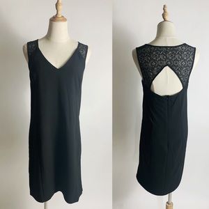 NWT MNG Crepe Shift Black Dress Lace Straps S
